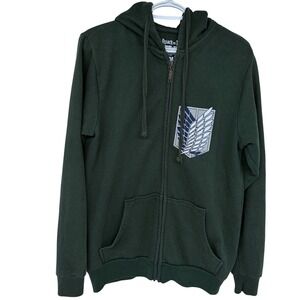 Attack on Titan Anime Full Zip Hoodie Medium Funimation Green Ripple Junction